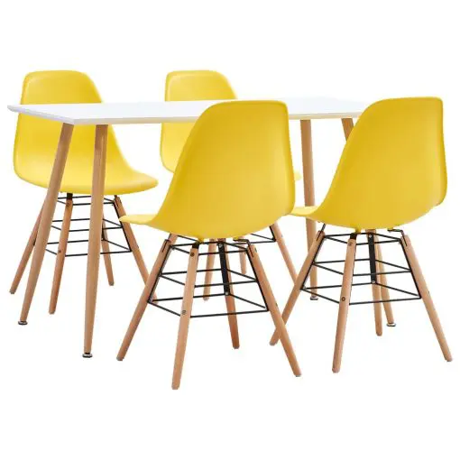 vidaXL 5 Piece Dining Set Plastic Yellow