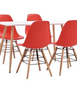 vidaXL 5 Piece Dining Set Plastic Red