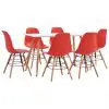 vidaXL 7 Piece Dining Set Plastic Red