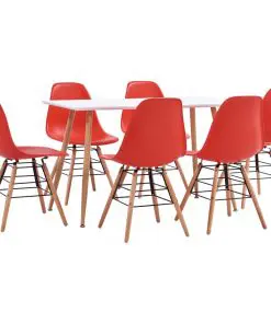 vidaXL 7 Piece Dining Set Plastic Red