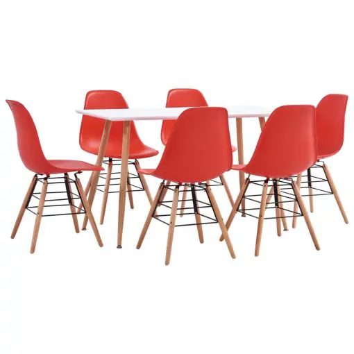 vidaXL 7 Piece Dining Set Plastic Red