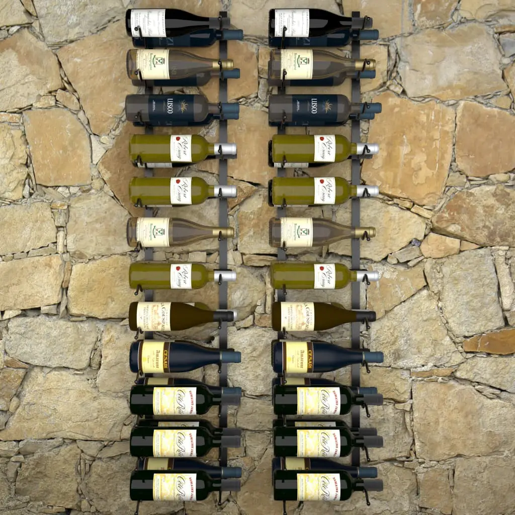 289558 vidaXL Wall-mounted Wine Racks for 48 Bottles 2 pcs Black Iron