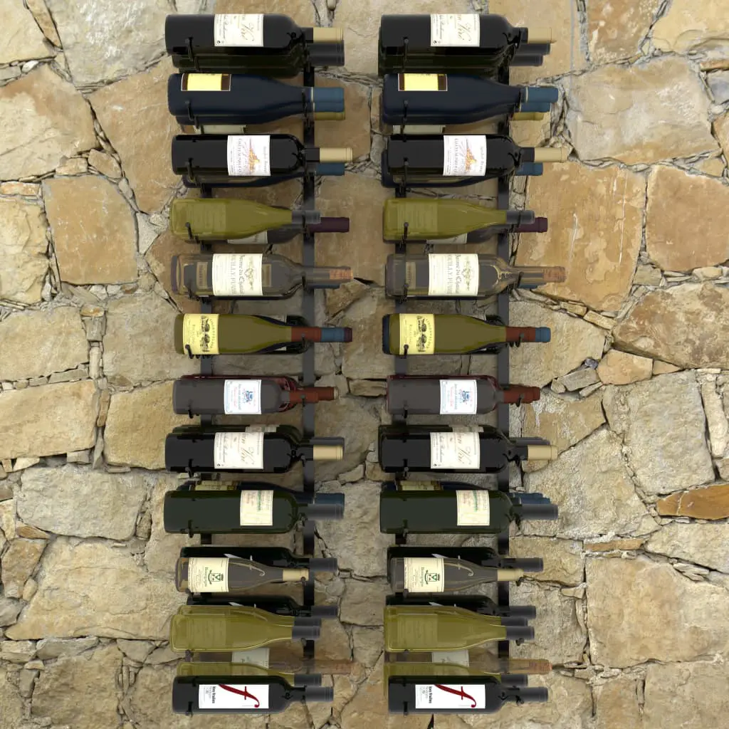 289560 vidaXL Wall-mounted Wine Racks for 72 Bottles 2 pcs Black Iron