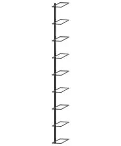 289561 vidaXL Wall-mounted Wine Rack for 9 Bottles Black Iron