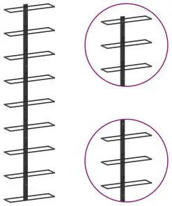 289561 vidaXL Wall-mounted Wine Rack for 9 Bottles Black Iron