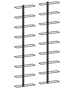 289562 vidaXL Wall-mounted Wine Racks for 18 Bottles 2 pcs Black Iron