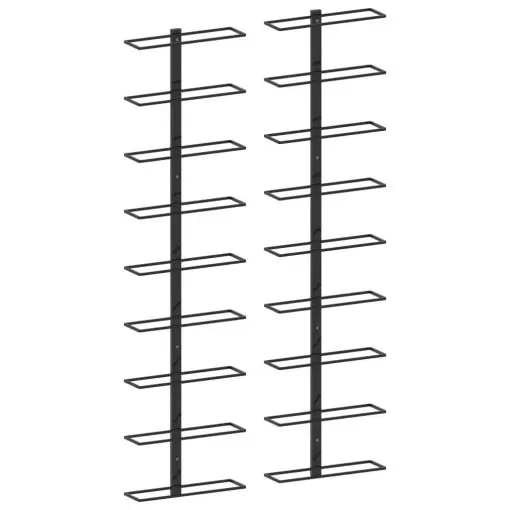 289562 vidaXL Wall-mounted Wine Racks for 18 Bottles 2 pcs Black Iron