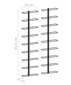 289562 vidaXL Wall-mounted Wine Racks for 18 Bottles 2 pcs Black Iron