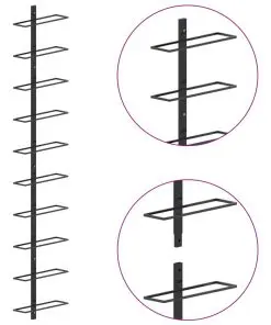 289566 vidaXL Wall-mounted Wine Rack for 10 Bottles Black Metal