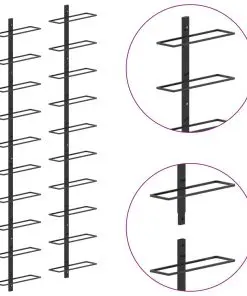 289567 vidaXL Wall-mounted Wine Racks for 20 Bottles 2 pcs Black Metal