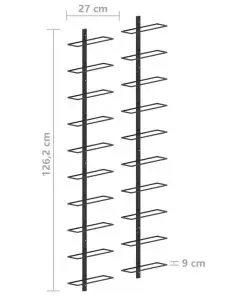 289567 vidaXL Wall-mounted Wine Racks for 20 Bottles 2 pcs Black Metal