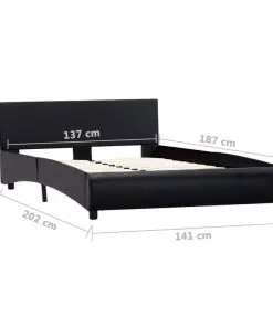 vidaXL Bed Frame Black Faux Leather 137×187 cm