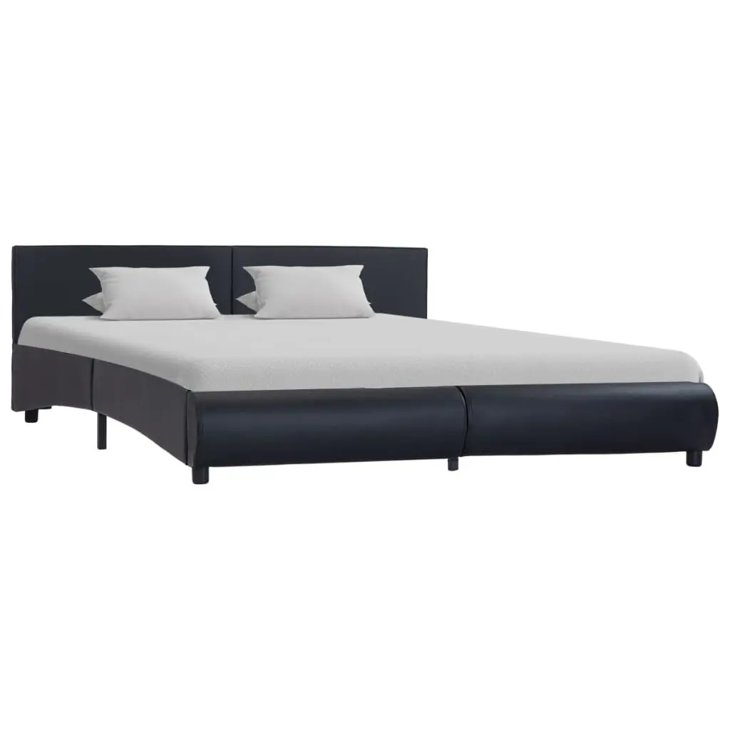 vidaXL Bed Frame Black Faux Leather 183×203 cm