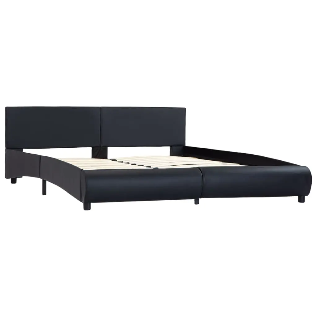 vidaXL Bed Frame Black Faux Leather 183×203 cm