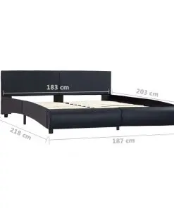vidaXL Bed Frame Black Faux Leather 183×203 cm