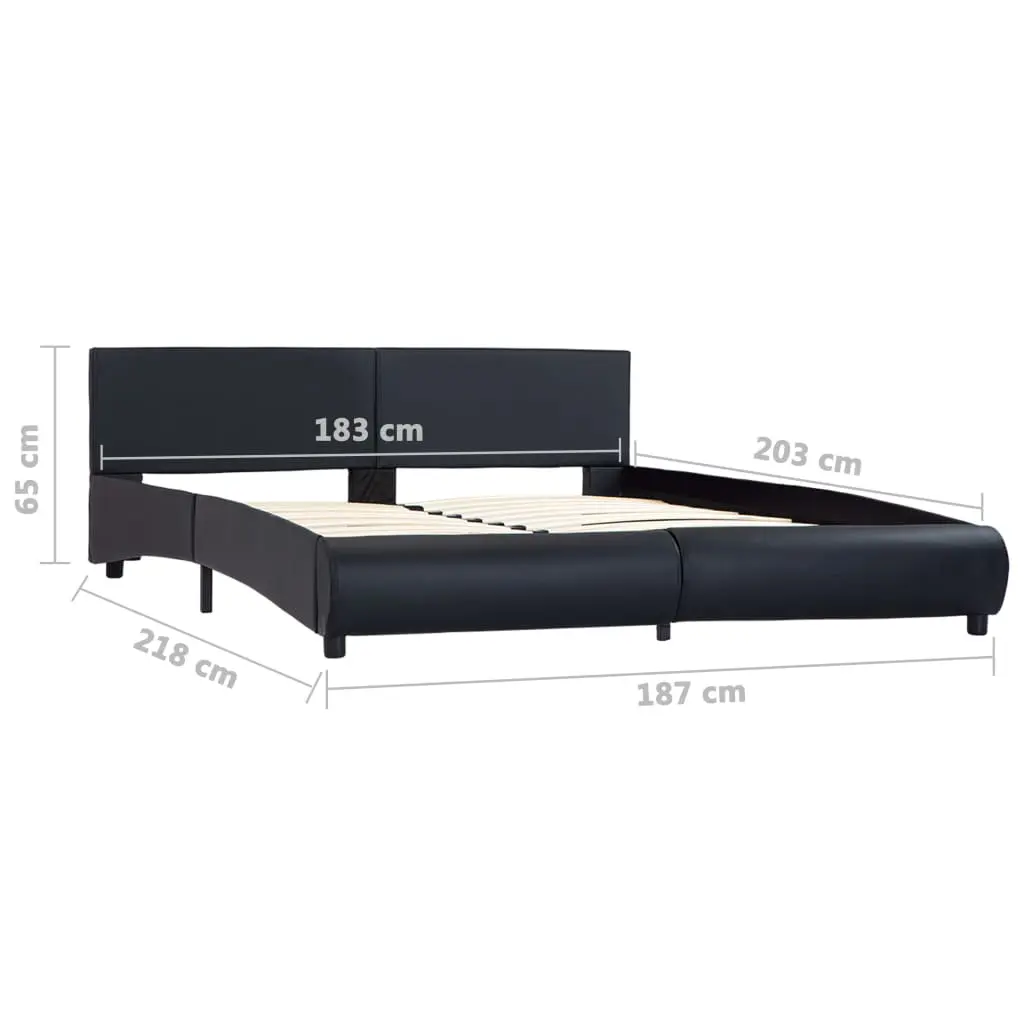 vidaXL Bed Frame Black Faux Leather 183×203 cm