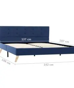 vidaXL Bed Frame Blue Fabric 137×187 cm