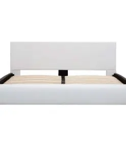 vidaXL Bed Frame with Drawers White Faux Leather 153×203 cm