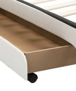 vidaXL Bed Frame with Drawers White Faux Leather 153×203 cm