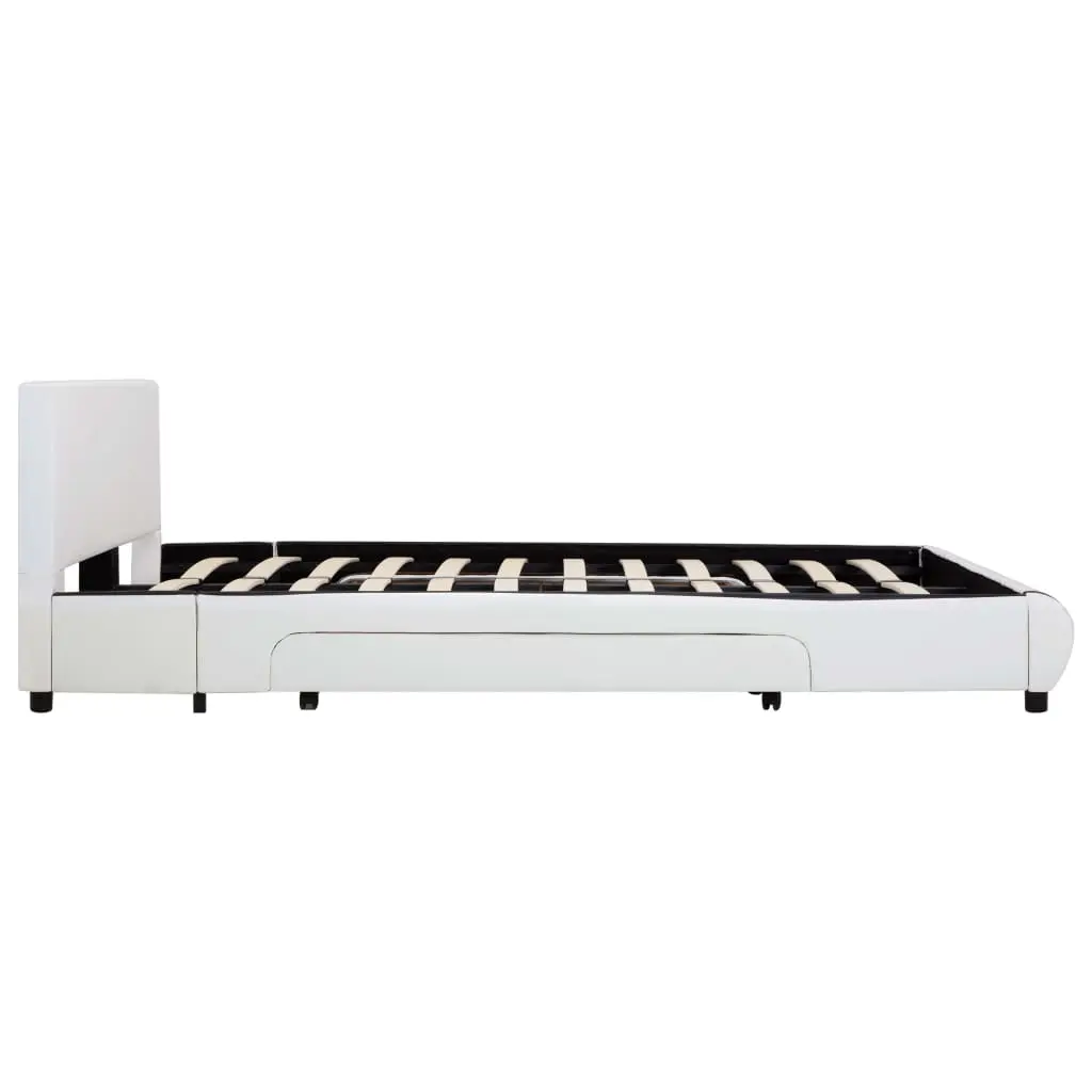 vidaXL Bed Frame with Drawers White Faux Leather 183×203 cm