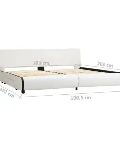 vidaXL Bed Frame with Drawers White Faux Leather 183×203 cm