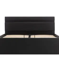 vidaXL Hydraulic Storage Bed Frame Black Faux Leather 137×187 cm