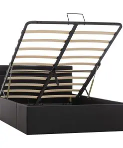 vidaXL Hydraulic Storage Bed Frame Black Faux Leather 137×187 cm