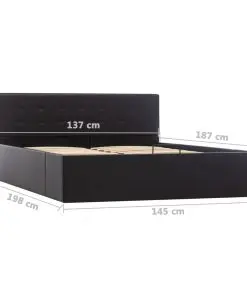vidaXL Hydraulic Storage Bed Frame Black Faux Leather 137×187 cm