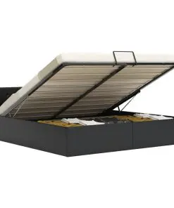 vidaXL Hydraulic Storage Bed Frame Black Faux Leather 153×203 cm