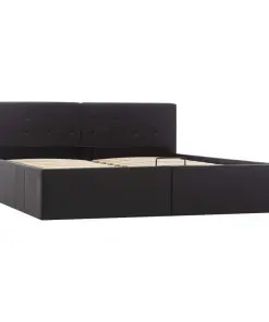 vidaXL Hydraulic Storage Bed Frame Black Faux Leather 153×203 cm