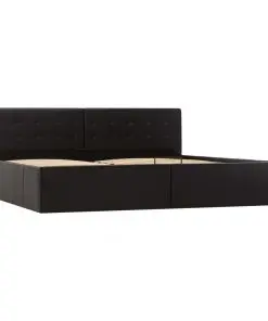 vidaXL Hydraulic Storage Bed Frame Black Faux Leather 183×203 cm