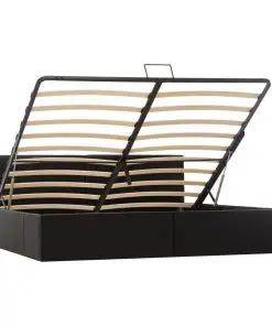 vidaXL Hydraulic Storage Bed Frame Black Faux Leather 183×203 cm