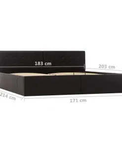 vidaXL Hydraulic Storage Bed Frame Black Faux Leather 183×203 cm