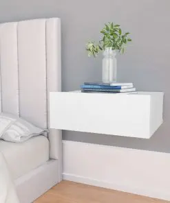 vidaXL Floating Nightstand White 40x30x15 cm Chipboard