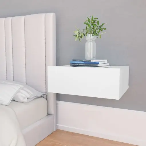 vidaXL Floating Nightstand White 40x30x15 cm Chipboard