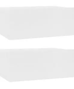 vidaXL Floating Nightstands 2 pcs White 40x30x15 cm Chipboard
