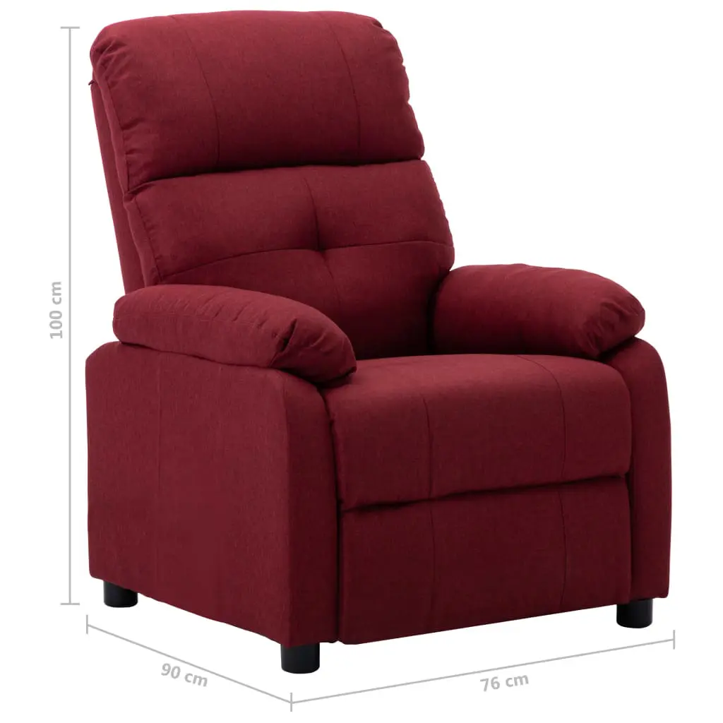 vidaXL Recliner Chair Wine Red Fabric