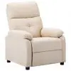 vidaXL Recliner Chair Cream Fabric