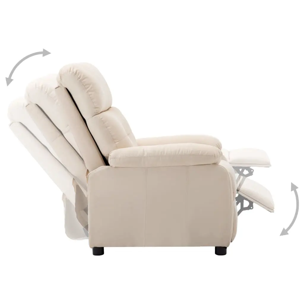 vidaXL Recliner Chair Cream Fabric