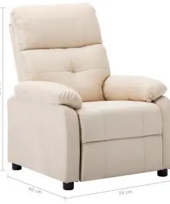 vidaXL Recliner Chair Cream Fabric