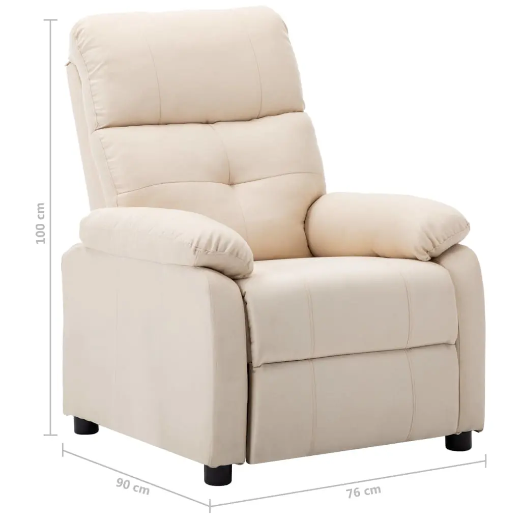 vidaXL Recliner Chair Cream Fabric