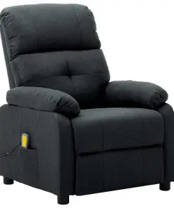 vidaXL Massage Recliner Chair Dark Grey Fabric
