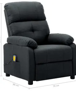 vidaXL Massage Recliner Chair Dark Grey Fabric