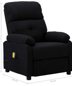 vidaXL Massage Recliner Chair Black Fabric