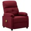 vidaXL Massage Recliner Chair Wine Red Fabric