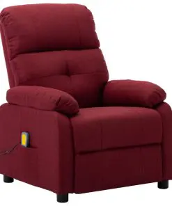 vidaXL Massage Recliner Chair Wine Red Fabric