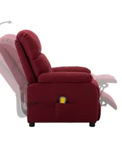 vidaXL Massage Recliner Chair Wine Red Fabric