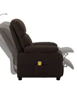 vidaXL Massage Recliner Chair Dark Brown Fabric