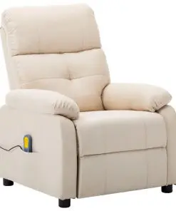 vidaXL Massage Recliner Chair Cream Fabric