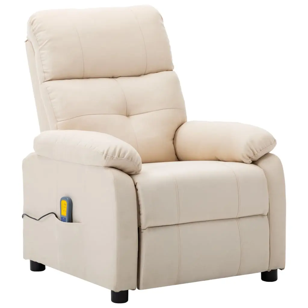 vidaXL Massage Recliner Chair Cream Fabric